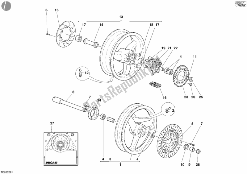 Todas las partes para Ruedas de Ducati Monster 620 Dark Single Disc 2005
